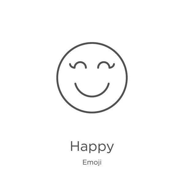 Szczęśliwy wektor ikona z kolekcji emoji. Cienka linia szczęśliwy kontur ikona wektor ilustracji. Zarys, cienka linia szczęśliwy ikona do projektowania stron internetowych i mobilnych, tworzenie aplikacji — Wektor stockowy