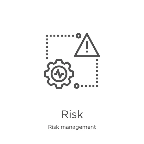 Vettore icona di rischio dalla raccolta di gestione del rischio. Illustrazione vettoriale dell'icona a profilo di rischio sottile. Profilo, icona di rischio linea sottile per la progettazione di siti web e mobile, lo sviluppo di app — Vettoriale Stock