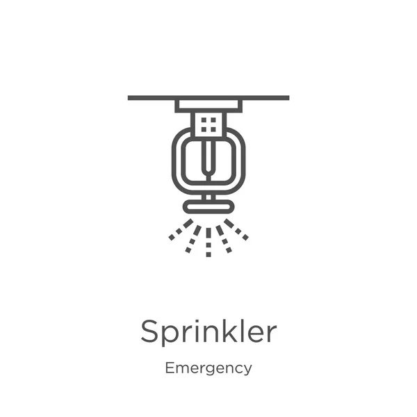 Sprinkler icône vecteur de la collection d'urgence. Illustration vectorielle d'icône de contour d'arroseur de ligne mince. Schéma, mince icône d'arroseur de ligne pour la conception de site Web et mobile, développement d'applications — Image vectorielle