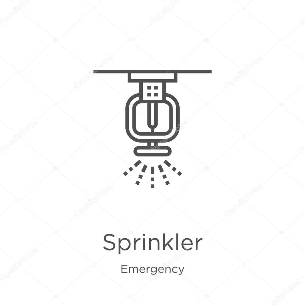 sprinkler icon vector from emergency collection. Thin line sprinkler outline icon vector illustration. Outline, thin line sprinkler icon for website design and mobile, app development