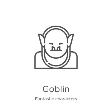 fantastik karakterler koleksiyonundan Goblin simge vektör. İnce çizgi Goblin anahat simge vektör illüstrasyon. Anahat, Web sitesi tasarımı ve mobil, uygulama geliştirme için ince çizgi Goblin simgesi