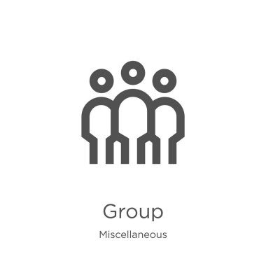 çeşitli koleksiyondan Grup simgesi vektörü. İnce çizgi grubu anahat simge vektör Illustration. Anahat, Web sitesi tasarımı ve mobil, uygulama geliştirme için ince çizgi grubu simgesi