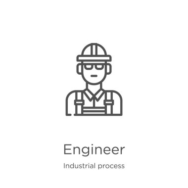 Endüstriyel Proses koleksiyonundan mühendis simge vektörü. İnce çizgi mühendisi anahat simge vektör illüstrasyon. Anahat, Web sitesi tasarımı ve mobil, uygulama geliştirme için ince hat mühendisi simgesi