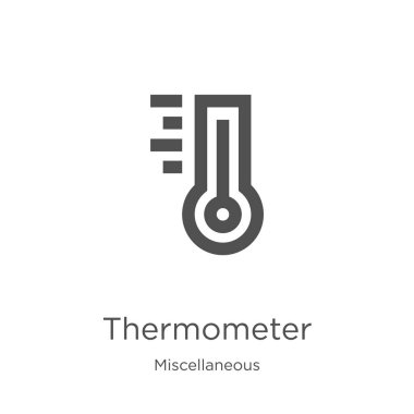 çeşitli koleksiyonundan termometre simge vektör. İnce çizgi termometre anahat simge vektör illüstrasyon. Anahat, Web sitesi tasarımı ve mobil, uygulama geliştirme için ince çizgi termometre simgesi