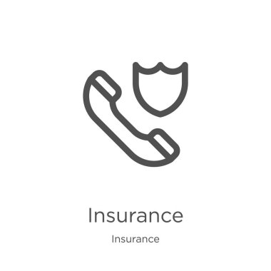 Sigorta koleksiyonu sigorta simgesi vektör. İnce çizgi sigorta anahat simge vektör illüstrasyon. Anahat, Web sitesi tasarımı ve mobil, uygulama geliştirme için ince hat sigortası simgesi