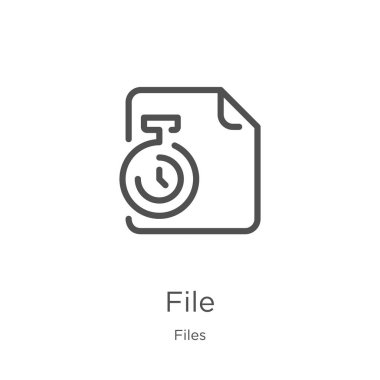 Dosya simgesi vektör dosyaları koleksiyonundan. İnce çizgi dosya anahat simge vektör illüstrasyon. Anahat, Web sitesi tasarımı ve mobil, uygulama geliştirme için ince çizgi dosya simgesi