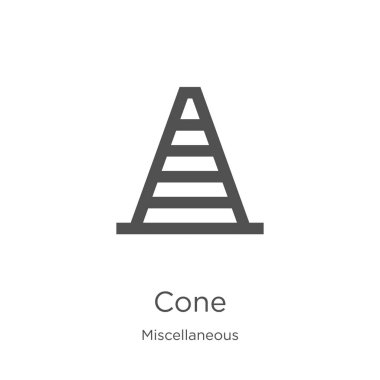 çeşitli koleksiyondan koni simge vektör. İnce hat koni anahat simge vektör illüstrasyon. Web sitesi tasarımı ve mobil, uygulama geliştirme için anahat, ince hat koni simgesi