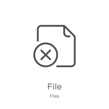 Dosya simgesi vektör dosyaları koleksiyonundan. İnce çizgi dosya anahat simge vektör illüstrasyon. Anahat, Web sitesi tasarımı ve mobil, uygulama geliştirme için ince çizgi dosya simgesi