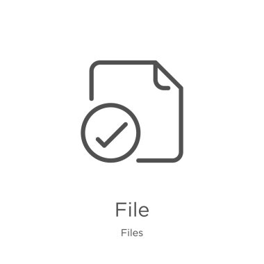 Dosya simgesi vektör dosyaları koleksiyonundan. İnce çizgi dosya anahat simge vektör illüstrasyon. Anahat, Web sitesi tasarımı ve mobil, uygulama geliştirme için ince çizgi dosya simgesi