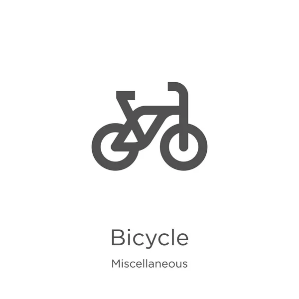 Vector icono de bicicleta de la colección miscelánea. Icono de contorno de bicicleta de línea delgada ilustración vectorial. Esquema, icono de bicicleta de línea delgada para el diseño del sitio web y móvil, desarrollo de aplicaciones — Vector de stock