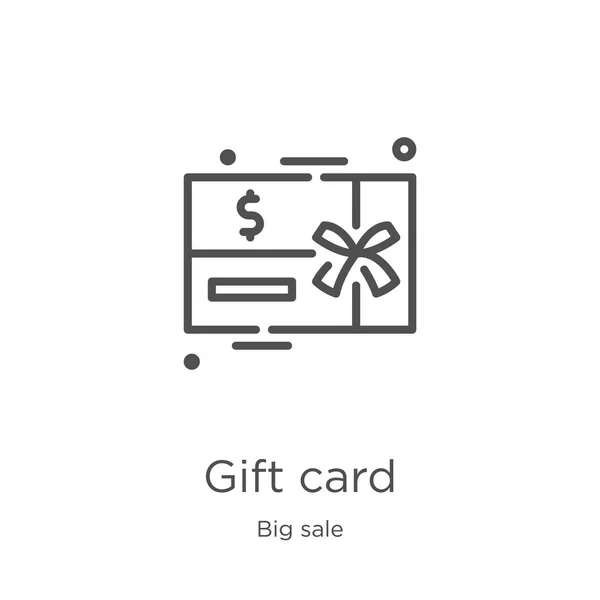 Geschenk kaart icoon vector van Big Sale Collection. Dunne lijn Gift Card outline icon vector illustratie. Outline, dunne lijn Gift Card icoon voor website design en mobiele, app ontwikkeling — Stockvector