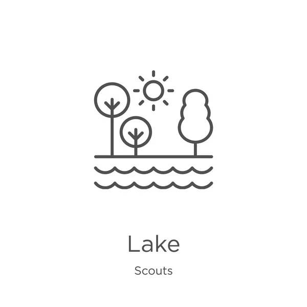 Lake icon vector van Scouts collectie. Dunne lijn Lake outline icon vector illustratie. Outline, dunne lijn Lake icoon voor website design en mobiele, app ontwikkeling — Stockvector