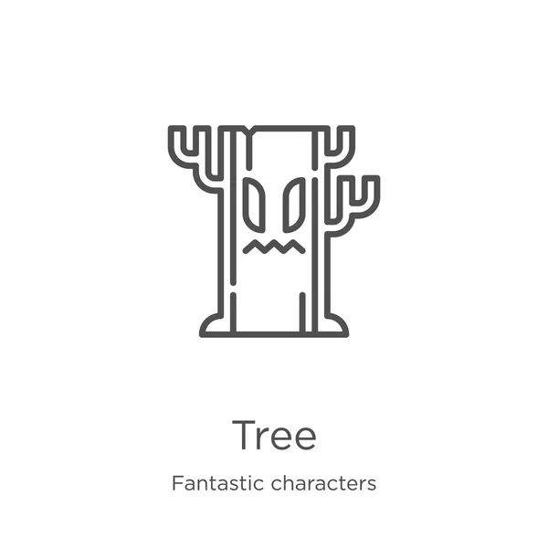 Tree icon vector from fantastic characters collection. Thin line tree outline icon vector illustration. Outline, thin line tree icon for website design and mobile, app development — Stock Vector