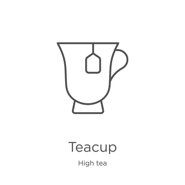 Vetor de ícone de xícara de chá de alta coleção de chá. Linha fina teacup contorno ícone vetor ilustração. Esboço, ícone de xícara de chá linha fina para o design do site e móvel, desenvolvimento de aplicativos — Vetor de Stock
