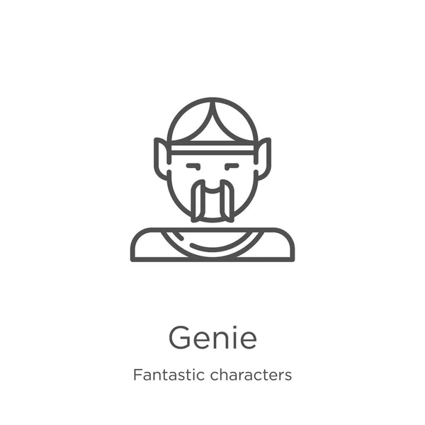 Genie icon vector van Fantastic Characters collectie. Dunne lijn genie overzicht icoon vector illustratie. Overzicht, dunne lijn het pictogram van het genie voor website ontwerp en mobiel, app ontwikkeling — Stockvector