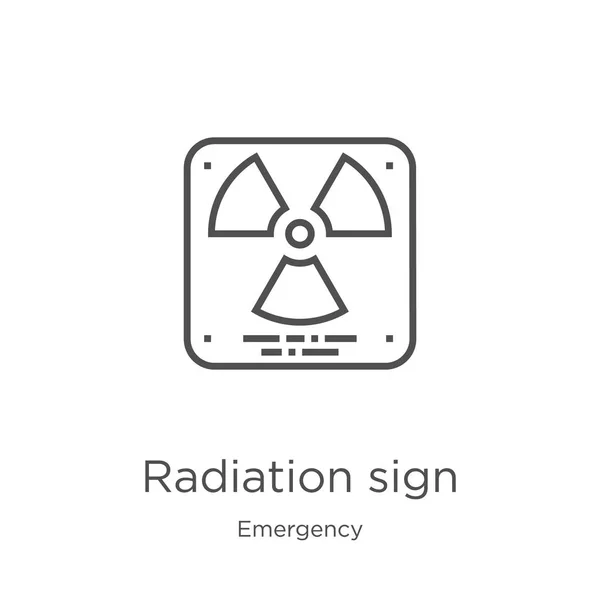 Vector icono signo de radiación de la recogida de emergencia. Línea delgada signo de radiación contorno icono vector ilustración. Esquema, icono de señal de radiación de línea delgada para el diseño del sitio web y móvil, desarrollo de aplicaciones — Vector de stock