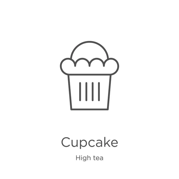 Cupcake vector icono de alta colección de té. Línea delgada cupcake esquema icono vector ilustración. Esquema, línea delgada cupcake icono para el diseño de sitios web y móviles, desarrollo de aplicaciones — Archivo Imágenes Vectoriales