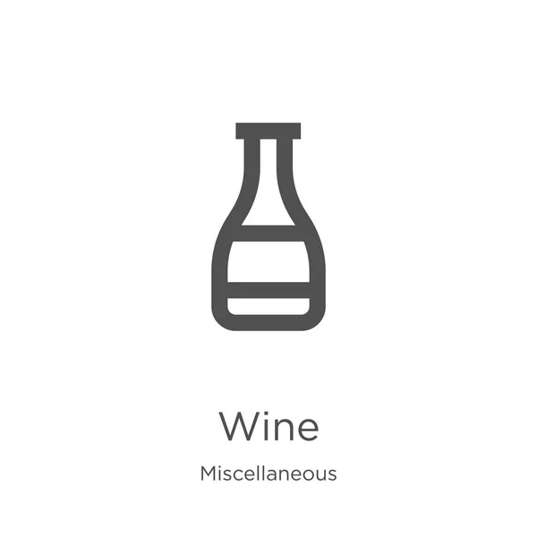 Vector icono de vino de la colección miscelánea. Ilustración de vectores de iconos delgadas líneas de vino. Esquema, icono de vino de línea fina para el diseño del sitio web y móvil, desarrollo de aplicaciones — Vector de stock