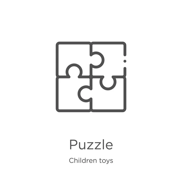 Puzzle icône vecteur de jouets pour enfants collection. Illustration vectorielle d'icône de contour de puzzle de ligne mince. Aperçu, icône de puzzle de ligne mince pour la conception de site Web et mobile, développement d'applications — Image vectorielle