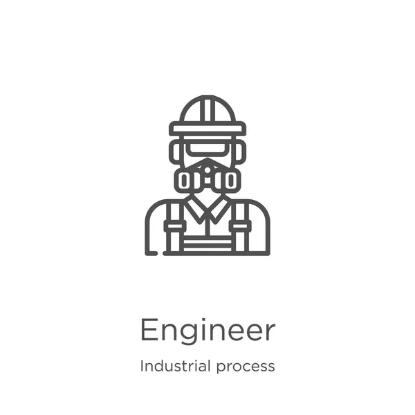 Vetor ícone engenheiro da coleção de processos industriais. Linha fina engenheiro esboço ícone vetor ilustração. Esboço, ícone de engenheiro de linha fina para design de site e móvel, desenvolvimento de aplicativos — Vetor de Stock