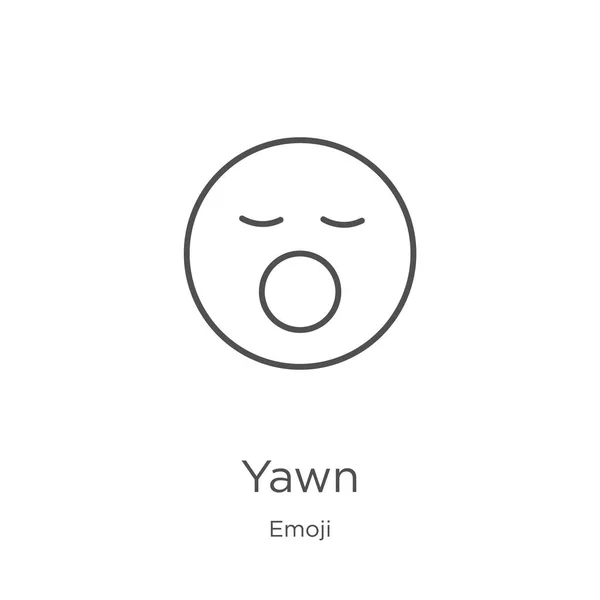 Vetor ícone bocejo da coleção emoji. Linha fina bocejo esboço ícone vetor ilustração. Esboço, ícone de bocejo linha fina para o design do site e móvel, desenvolvimento de aplicativos — Vetor de Stock