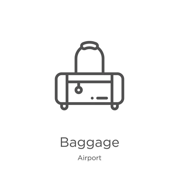 Вектор значка багажа из коллекции аэропорта. Иллюстрация вектора контура тонкой линии багажа. Контур, тонкая линия иконка багажа для дизайна сайта и мобильных устройств, разработка приложений — стоковый вектор