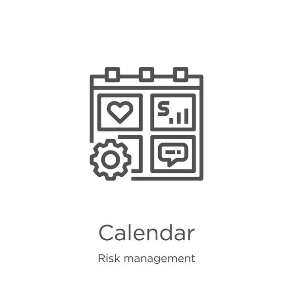 リスク管理コレクションからのカレンダーアイコンベクトル。細線カレンダーアウトラインアイコンベクトルイラスト.アウトライン, 細い線カレンダーのウェブサイトのデザインとモバイル用のアイコン, アプリ開発 — ストックベクタ