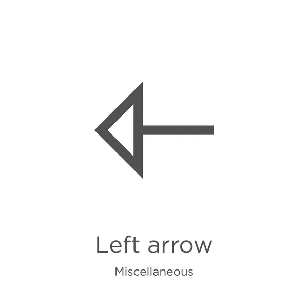 Left arrow icon vector from miscellaneous collection. Thin line left arrow outline icon vector illustration. Outline, thin line left arrow icon for website design and mobile, app development — Stock Vector