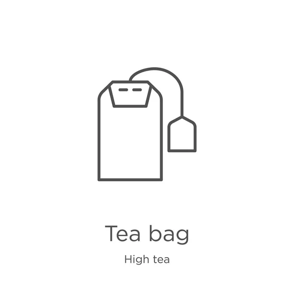 Té icono de la bolsa vector de alta colección de té. Línea delgada bolsa de té contorno icono ilustración vectorial. Esquema, icono de la bolsa de té de línea delgada para el diseño del sitio web y móvil, desarrollo de aplicaciones — Archivo Imágenes Vectoriales