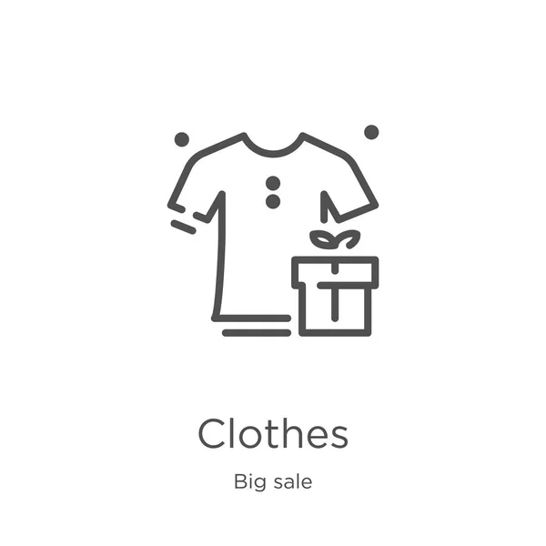 Vecteur icône de vêtements de grande collection de vente. Illustration vectorielle d'icône de contour de vêtements de ligne mince. contour, mince icône de vêtements de ligne pour la conception de site Web et mobile, développement d'applications — Image vectorielle