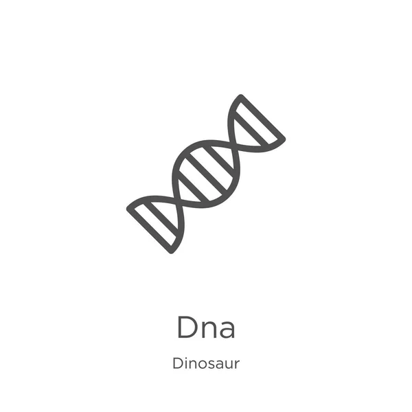 Dna vector icono de la colección de dinosaurios. Ilustración vectorial delgada línea dna contorno icono. Esquema, línea delgada dna icono para el diseño del sitio web y móvil, desarrollo de aplicaciones — Archivo Imágenes Vectoriales