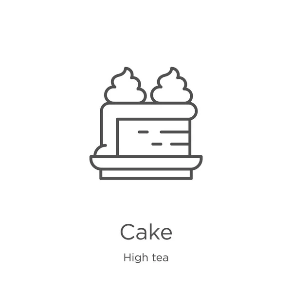 Vettore icona torta da alta collezione di tè. Linea sottile torta contorno icona vettoriale illustrazione. Contorno, icona sottile torta linea per la progettazione di siti web e mobile, lo sviluppo di app — Vettoriale Stock
