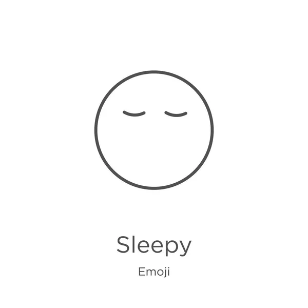 Sleepy wektor ikony z kolekcji emoji. Cienka linia senny kontur ikona ilustracja wektorowa. Zarys, cienka ikona linii senny do projektowania stron internetowych i mobilnych, tworzenie aplikacji — Wektor stockowy