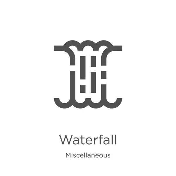 Waterfall icon vector from miscellaneous collection. Thin line waterfall outline icon vector illustration. Outline, thin line waterfall icon for website design and mobile, app development — Stock Vector