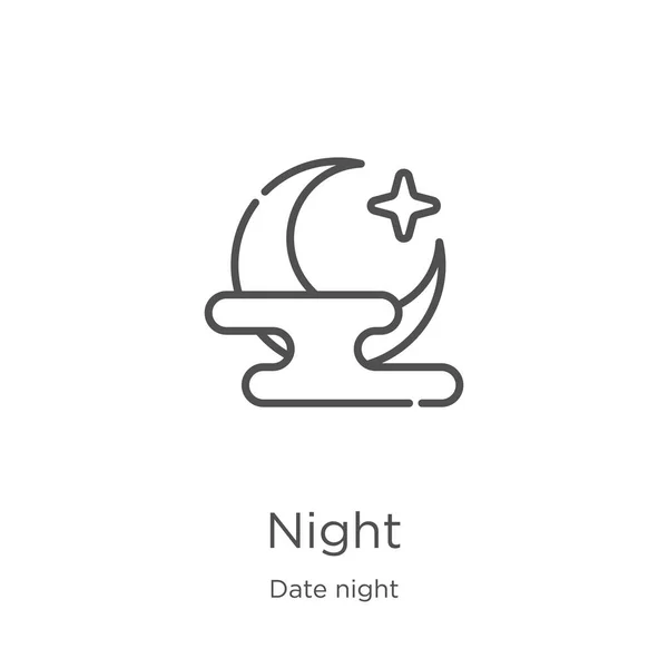 Nacht Icon Vektor von Datum Nacht Sammlung. dünne Linie Nacht umreißen Symbol Vektor Illustration. Umriss, dünne Linie Nacht-Symbol für Website-Design und mobile, App-Entwicklung — Stockvektor