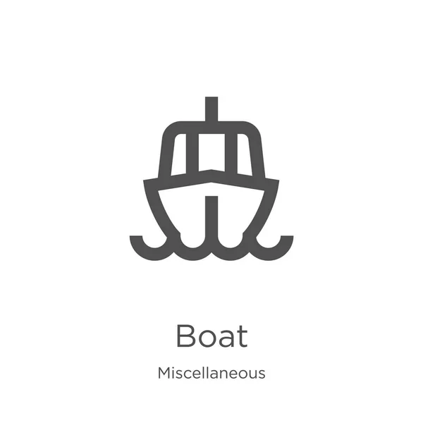 Vector icono barco de colección miscelánea. Delgada línea barco contorno icono vector ilustración. Esquema, icono de barco de línea delgada para el diseño del sitio web y móvil, desarrollo de aplicaciones — Vector de stock