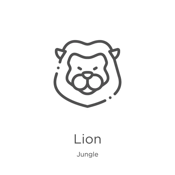 Lejon ikonen vektor från djungeln samling. Tunn linje lejon kontur ikon vektor illustration. Kontur, tunn linje lejon ikon för webb design och mobil, apputveckling — Stock vektor