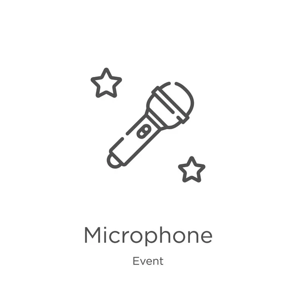 Vetor de ícone de microfone da coleção de eventos. Linha fina microfone esboço ícone vetor ilustração. Esboço, ícone de microfone de linha fina para design de site e celular, desenvolvimento de aplicativos — Vetor de Stock