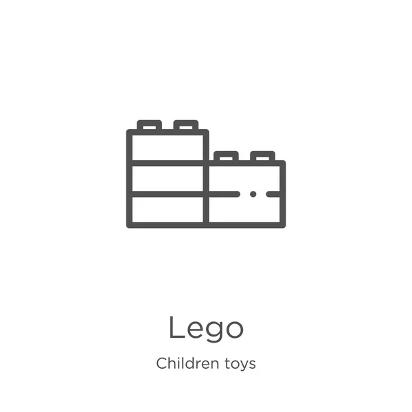 Çocuklar oyuncaklar koleksiyonundan LEGO simge vektör. İnce çizgi LEGO anahat simge vektör illüstrasyon. Anahat, Web sitesi tasarımı ve mobil, uygulama geliştirme için ince çizgi LEGO simgesi