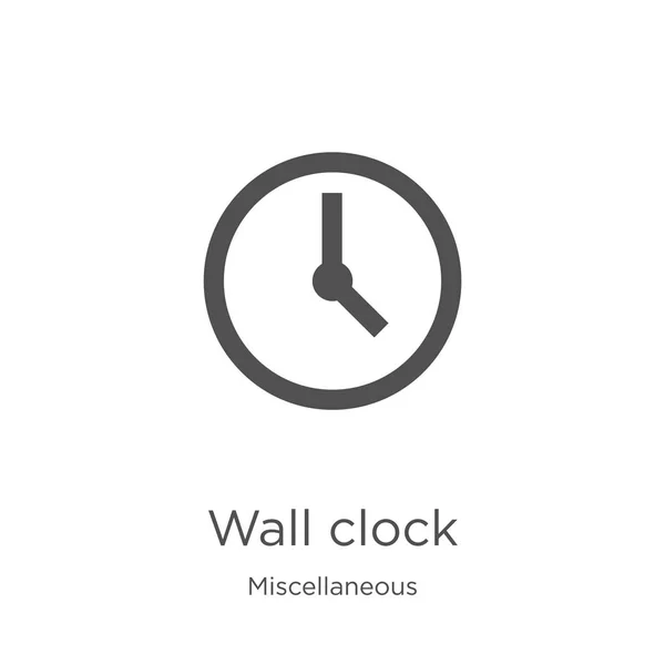 Wall Clock icon vector uit diverse collectie. Dunne lijnwand klok schets pictogram vector illustratie. Outline, dunne lijnwand klok icoon voor website design en mobiele, app ontwikkeling — Stockvector