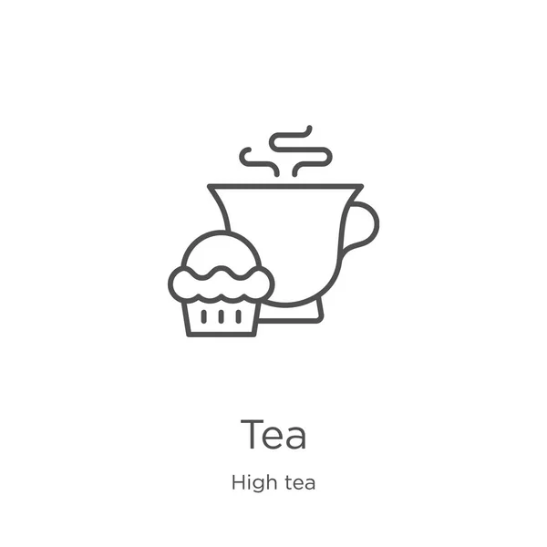 Vettore icona del tè da alta collezione di tè. Linea sottile tè contorno icona vettoriale illustrazione. Outline, sottile icona del tè linea per la progettazione di siti web e mobile, lo sviluppo di app — Vettoriale Stock