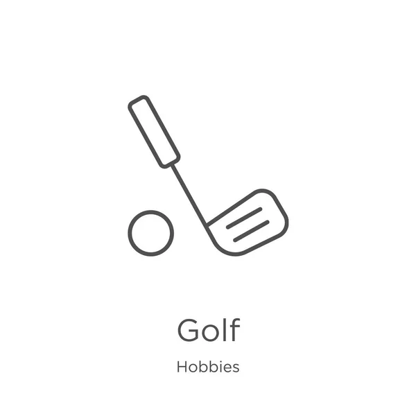 Golf icône vecteur de la collection de passe-temps. Illustration vectorielle d'icône de contour de golf de ligne mince. Aperçu, mince icône de golf de ligne pour la conception de site Web et mobile, développement d'applications — Image vectorielle