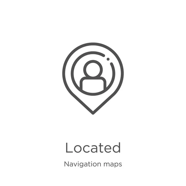 Localizzato vettore icona dalla collezione di mappe di navigazione. Linea sottile situato contorno icona vettoriale illustrazione. Outline, sottile linea situata icona per la progettazione di siti web e mobile, lo sviluppo di app — Vettoriale Stock