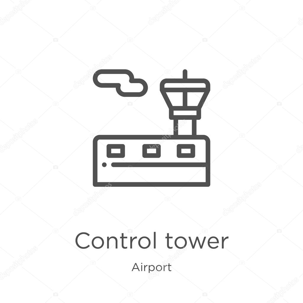 control tower icon vector from airport collection. Thin line control tower outline icon vector illustration. Outline, thin line control tower icon for website design and mobile, app development