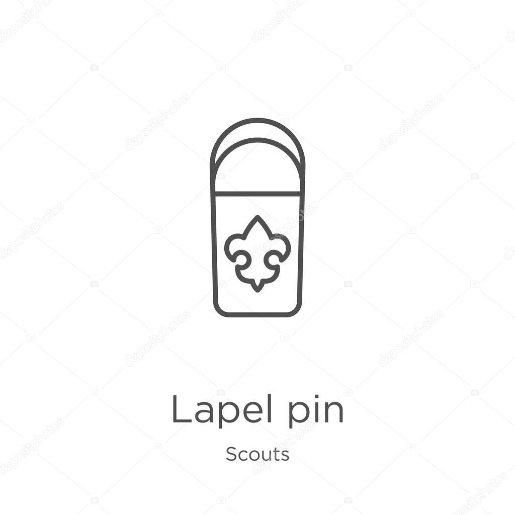 lapel pin icon vector from scouts collection. Thin line lapel pin outline icon vector illustration. Outline, thin line lapel pin icon for website design and mobile, app development