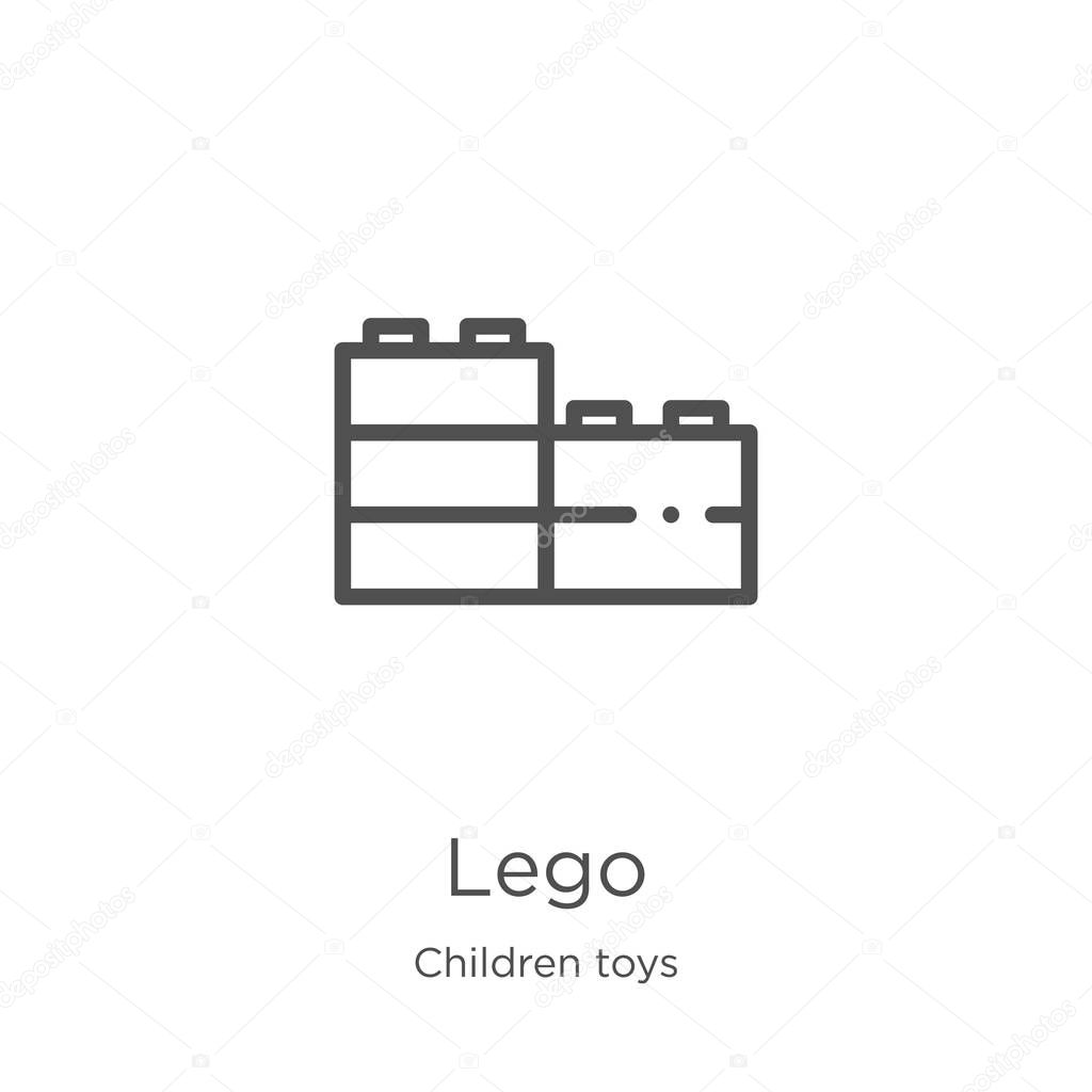 lego icon vector from children toys collection. Thin line lego outline icon vector illustration. Outline, thin line lego icon for website design and mobile, app development