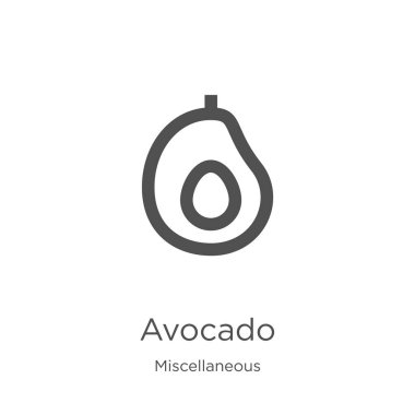 çeşitli koleksiyondan avokado simge vektör. İnce çizgi avokado anahat simge vektör illüstrasyon. Anahat, Web sitesi tasarımı ve mobil, uygulama geliştirme için ince çizgi avokado simgesi