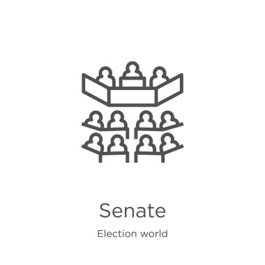 seçim dünya koleksiyonundan Senato simge vektör. İnce çizgi Senato anahat simge vektör illüstrasyon. Anahat, Web sitesi tasarımı ve mobil, uygulama geliştirme için ince çizgi Senato simgesi