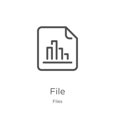 Dosya simgesi vektör dosyaları koleksiyonundan. İnce çizgi dosya anahat simge vektör illüstrasyon. Anahat, Web sitesi tasarımı ve mobil, uygulama geliştirme için ince çizgi dosya simgesi