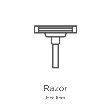 Erkek öğe koleksiyonundan Razor simge vektör. İnce çizgi Razor anahat simge vektör illüstrasyon. Anahat, Web sitesi tasarımı ve mobil, uygulama geliştirme için ince çizgi Razor simgesi